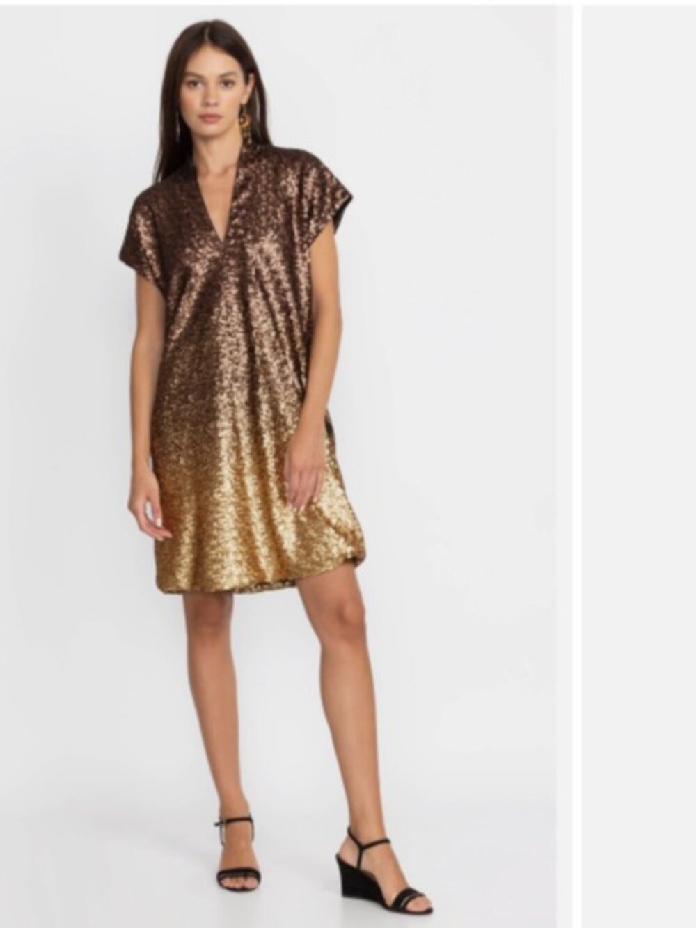 NWT JOHNNY WAS Alma Ombre Sequin V-Neck Short Sleeve Shift Dress